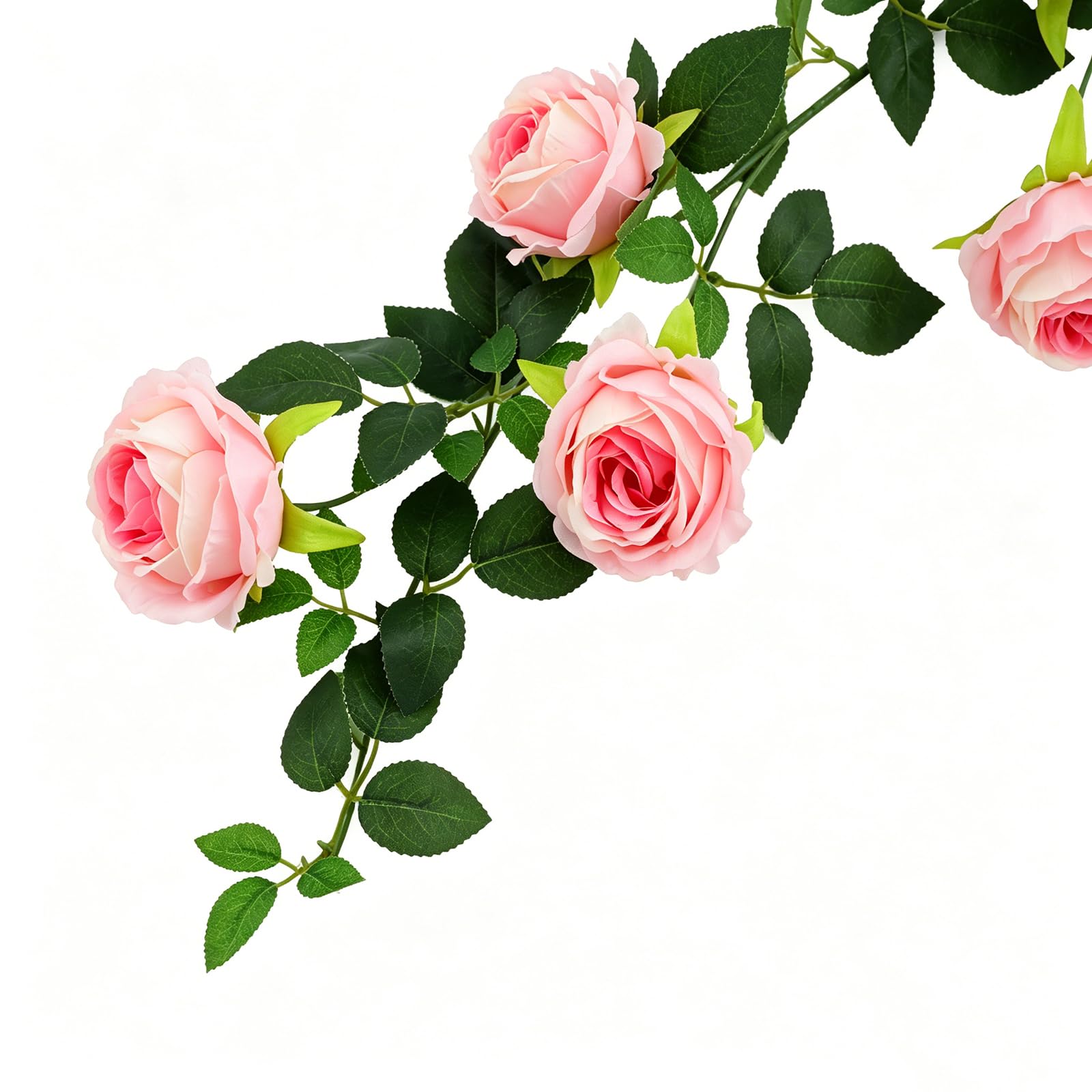 2er Set Künstliche Rosen Girlande, Seidenblumen Hochzeitsdeko(Rosa) | Champagner Rosen Girlanden mit biegsamen Stielen für Hochzeiten, Partys, Kamin, Türen und kreative Raumdekoration