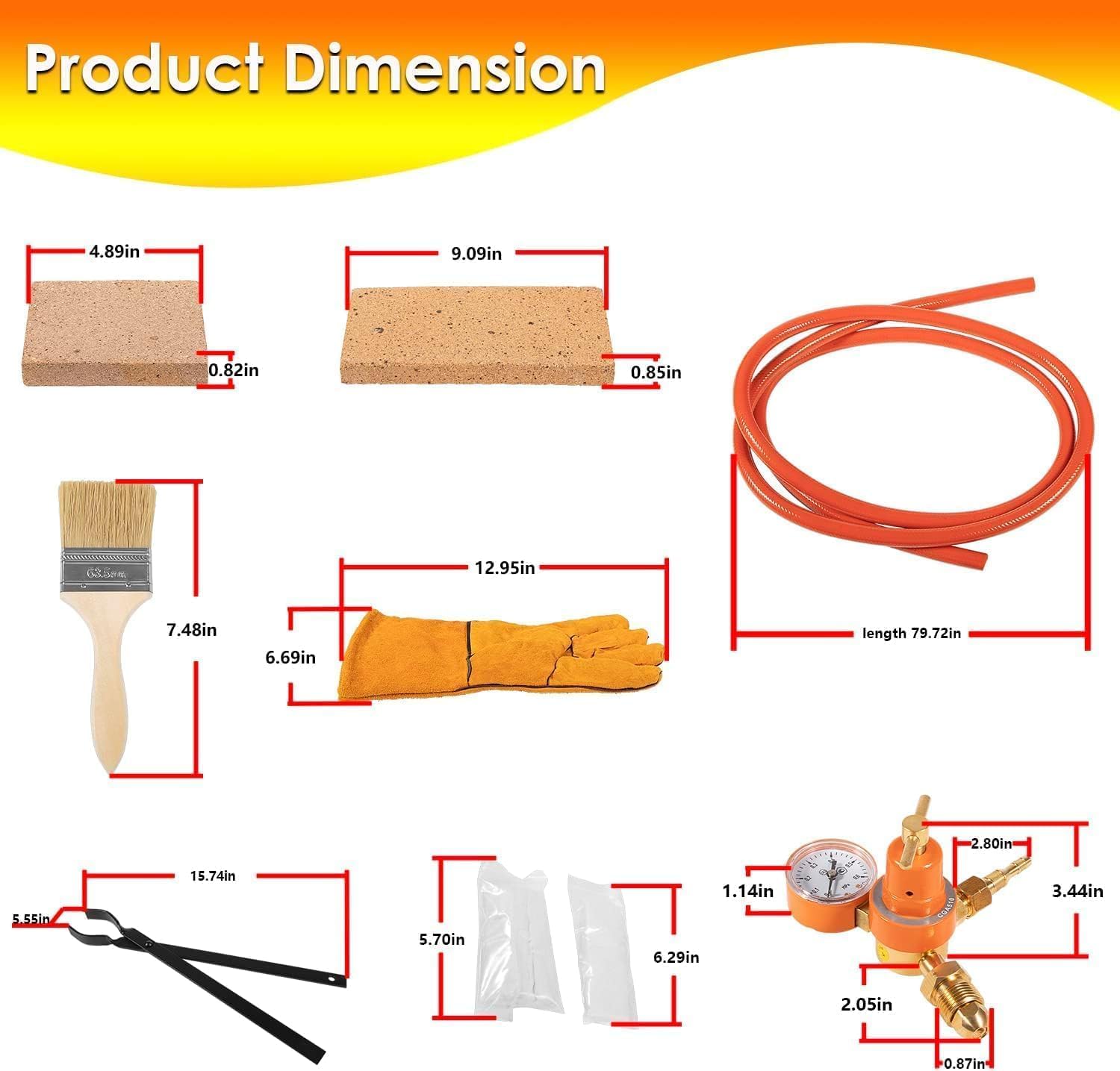 Propane 3 Burners Forge, 2700℉ Blacksmithing Gas Forge, Large Capacity Square Propane Burner Portable Forge with V-Bit Tongs & Leather Gloves for Farrier, Knife and Tool Making