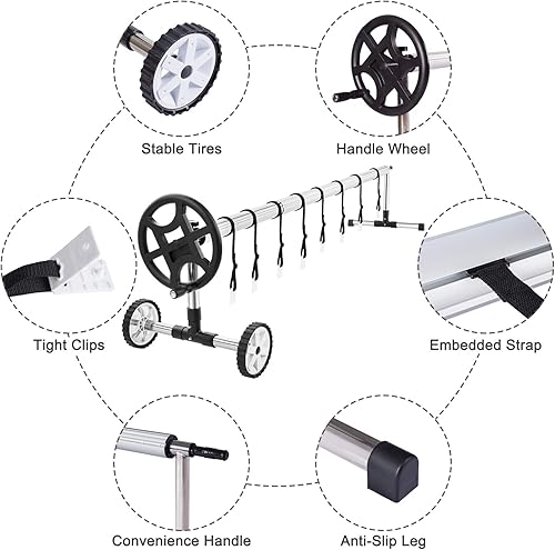 Miniatura 3 de Usinso Carretes de cubierta solar para piscinas enterradas, juego de carretes solares de acero inoxidable para piscina sobre el suelo, 18 pies,