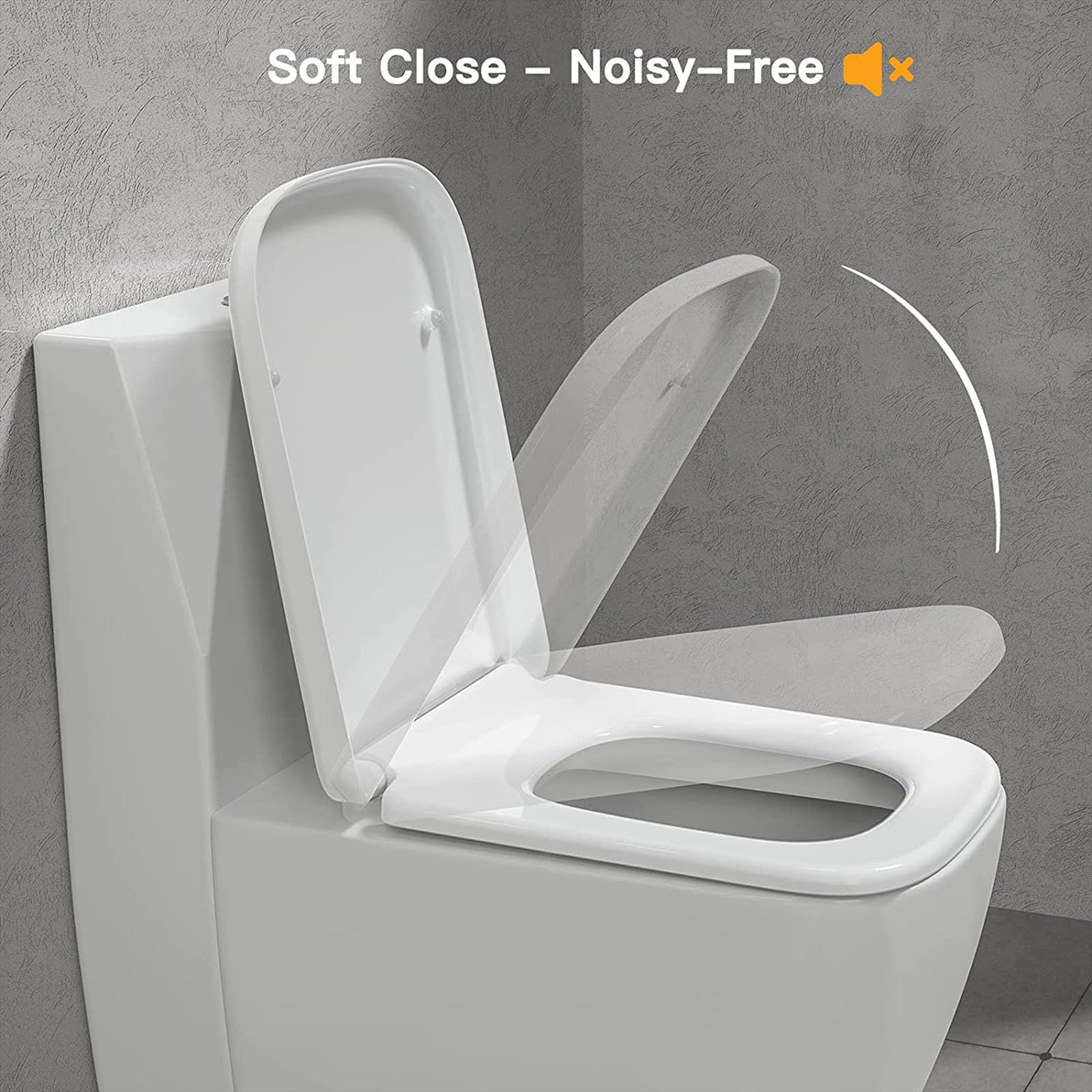 Sedile WC quadrato ad angolo tondo con chiusura ammortizzata