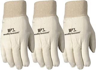 Wells Lamont Canvas Work Gloves, Standard Weight, Wearpower, Large, 3 Pack (48LF) , White