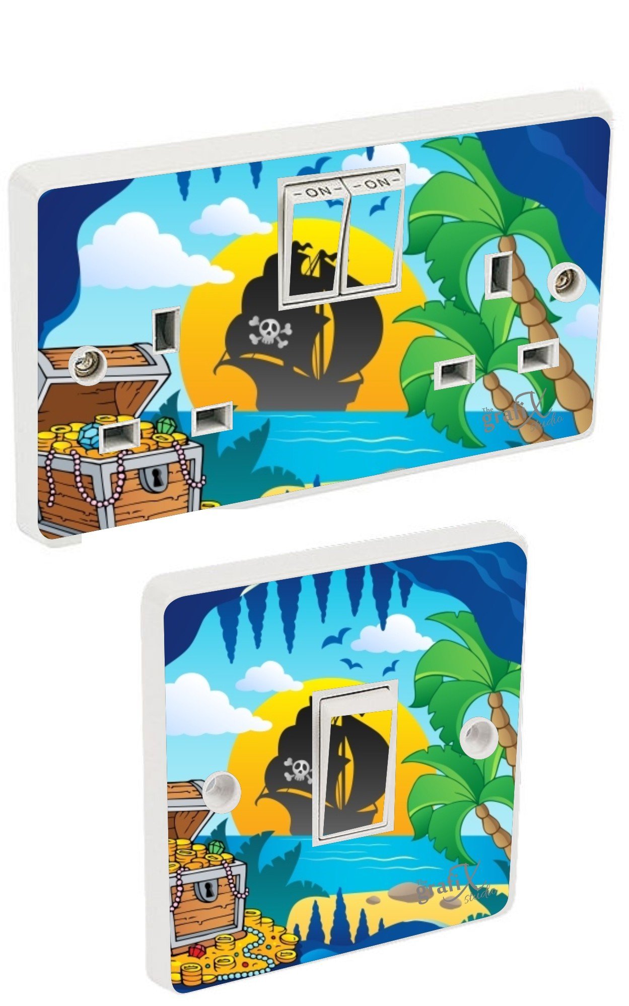 the grafix studio Pirates Treasure Light Switch & Double Socket Sticker Vinyl/Skin cover sosw26