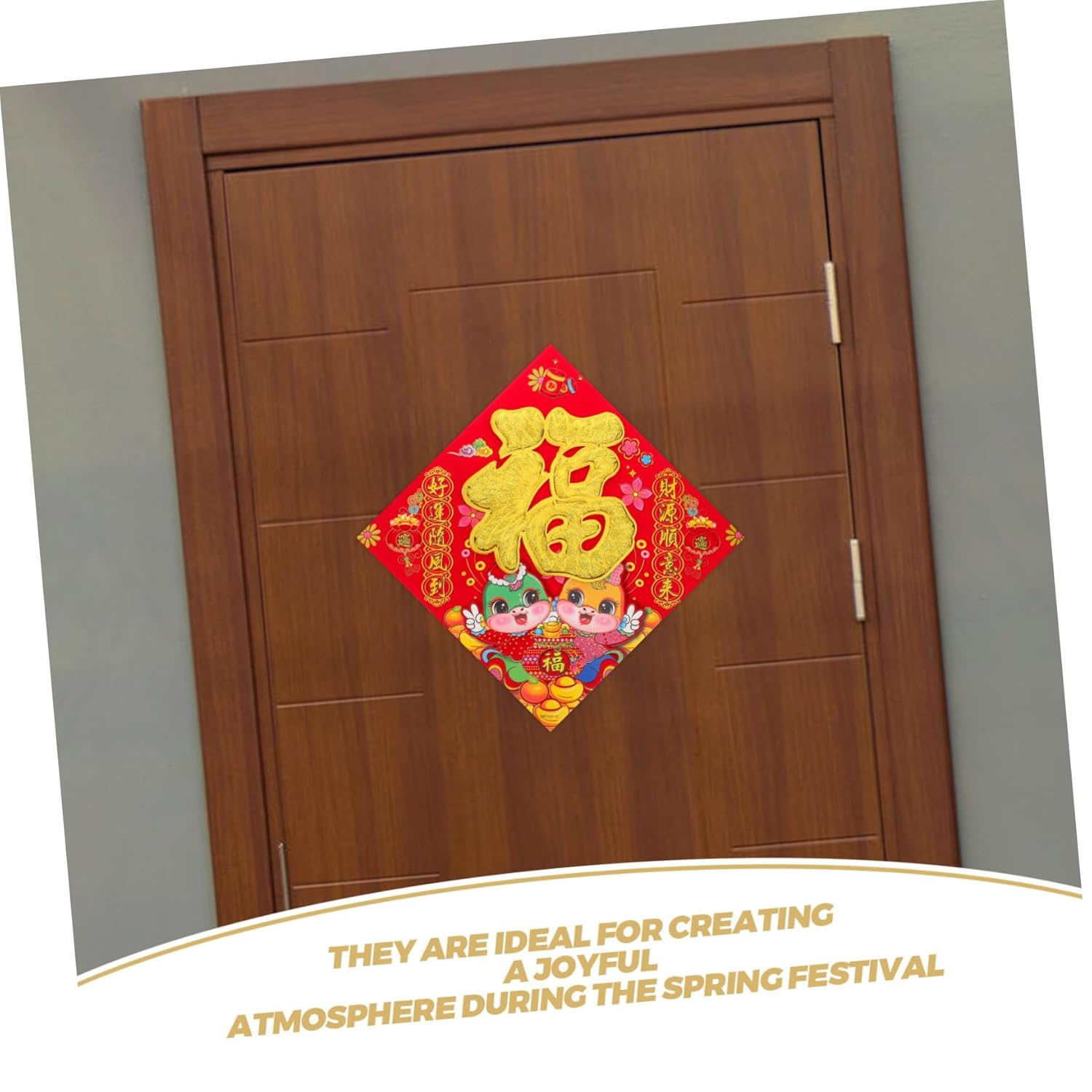 CHILDWEET 10pcs Removable Fu Character Decals for Chinese Year Lifelike Spring Festival Window Stickers for Home Decorations and Celebrations