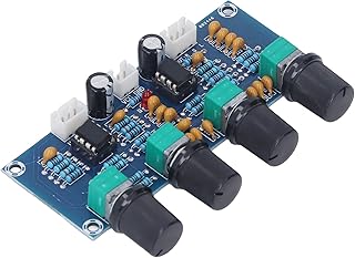 Audio Preamplifier Board, Preamp Module Accessory Good Match NE5532 Chip 2 Channel Treble Midrange Bass Adjsutment for Digital Amplifier