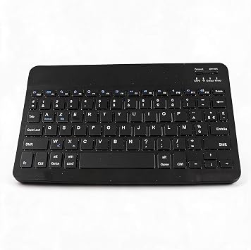 Dilwe French AZERTY Bluetooth Keyboard, Slim Portable Tablet Keyboard with Brushed Metal Texture for Phone & Computer Black