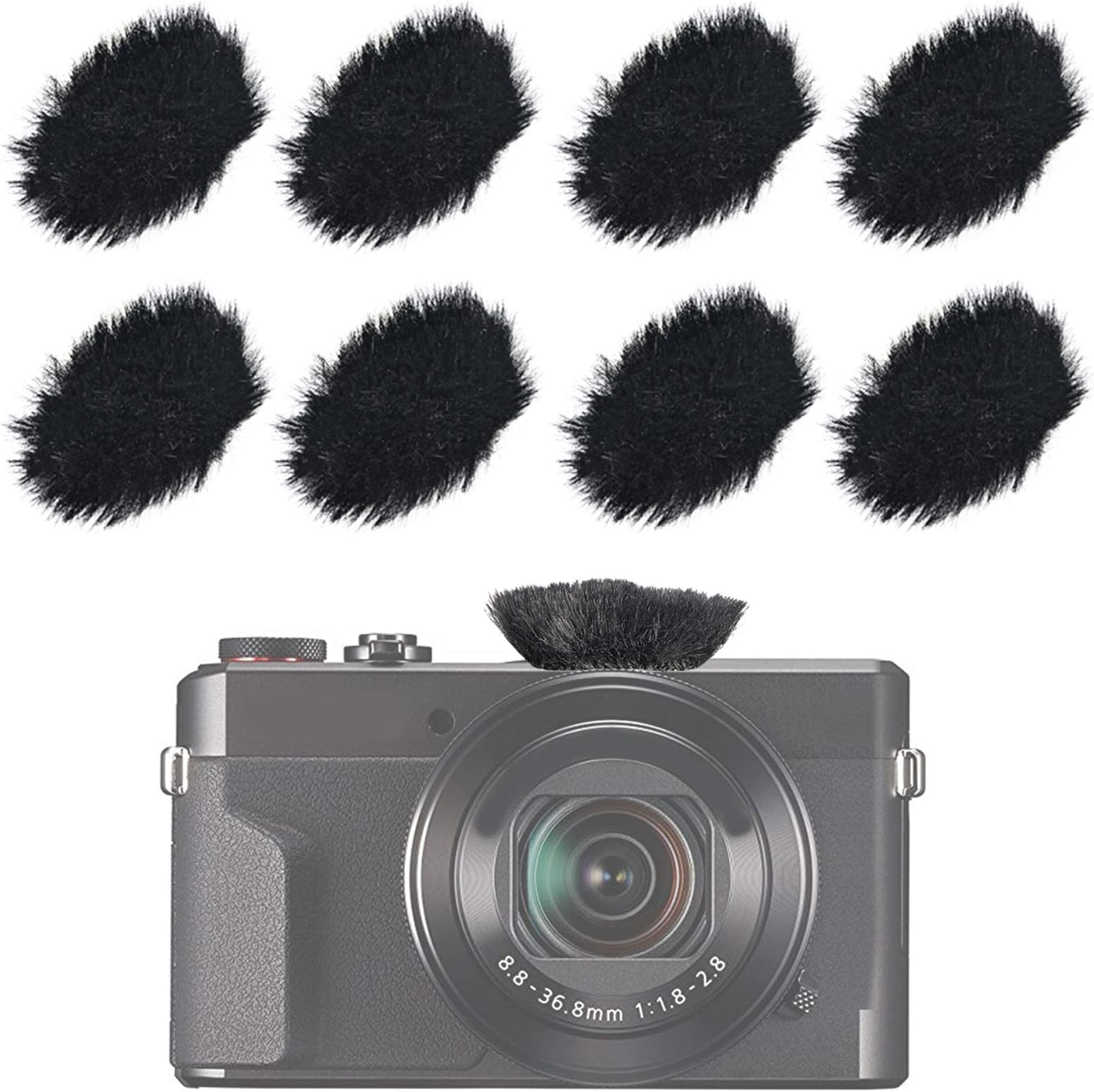SUNMON Camera Mic Windscreen Dead Cat, Furry Camera Wind Muff Wind Cover for Canon G7X Mark II,Sony,Samsung,etc DSLR Mic Outdoor Windshield (8 Pack)