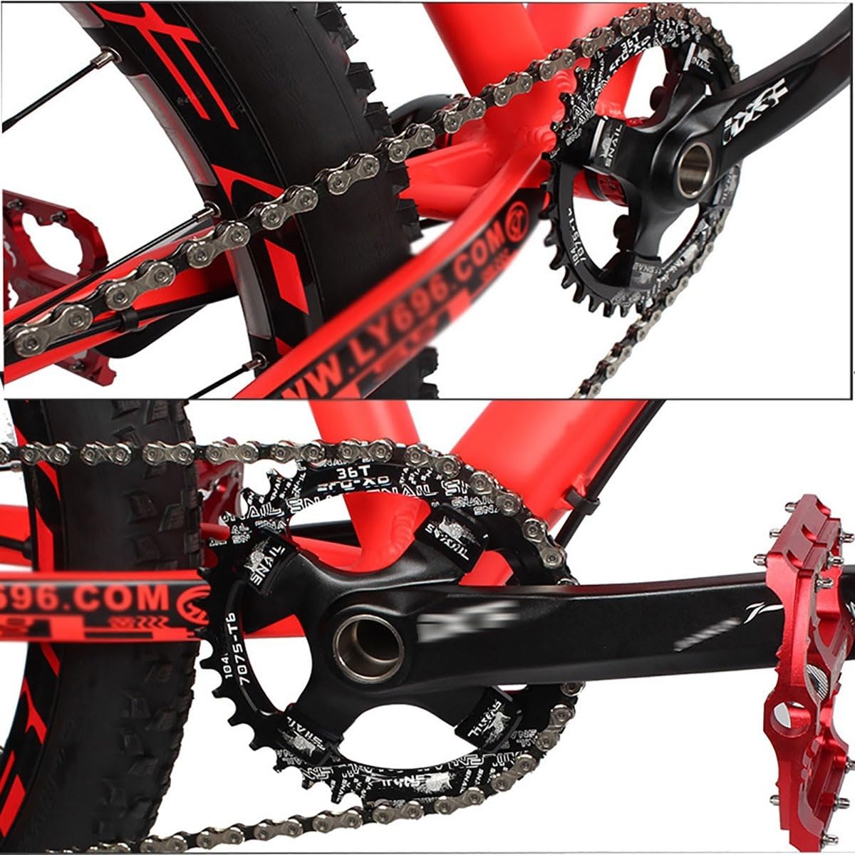 170mm Platos Y Bielas Huecos Integrados Plato Sencillo 104 32T/34T/36T/38T Juego De Bielas MTB Manivela De Aleación De Aluminio con BB para 8-11 Velocidades(Black,38T)