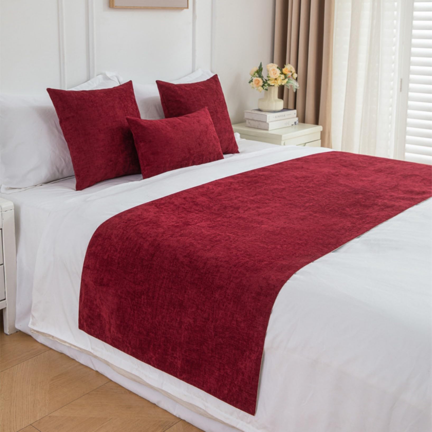 Housse de protection pour hôtel haut de gamme - Écharpe de lit décorative 65 x 210 cm