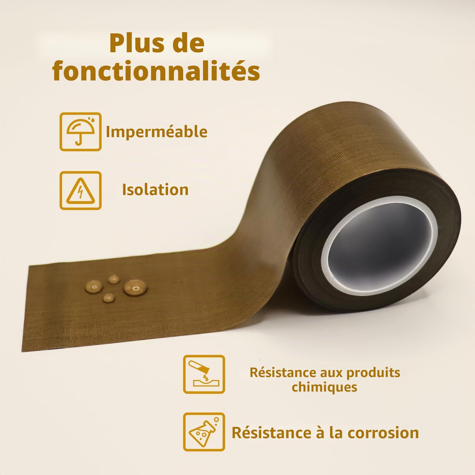 Ruban Adhésif PTFE Haute Température 10 mm x 10 m pour Machine sous Vide