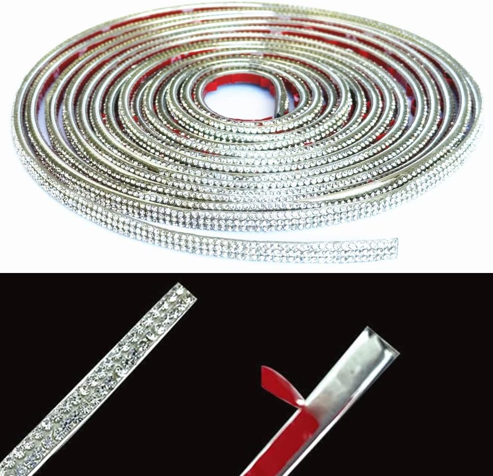 Moyishi 2Pack- 10Ft(3M) Bling Car Trim Self-Adhesive,Diamond DIY Car Trim Strips Line Molding for Car Dashboard Decoration Door Stickers