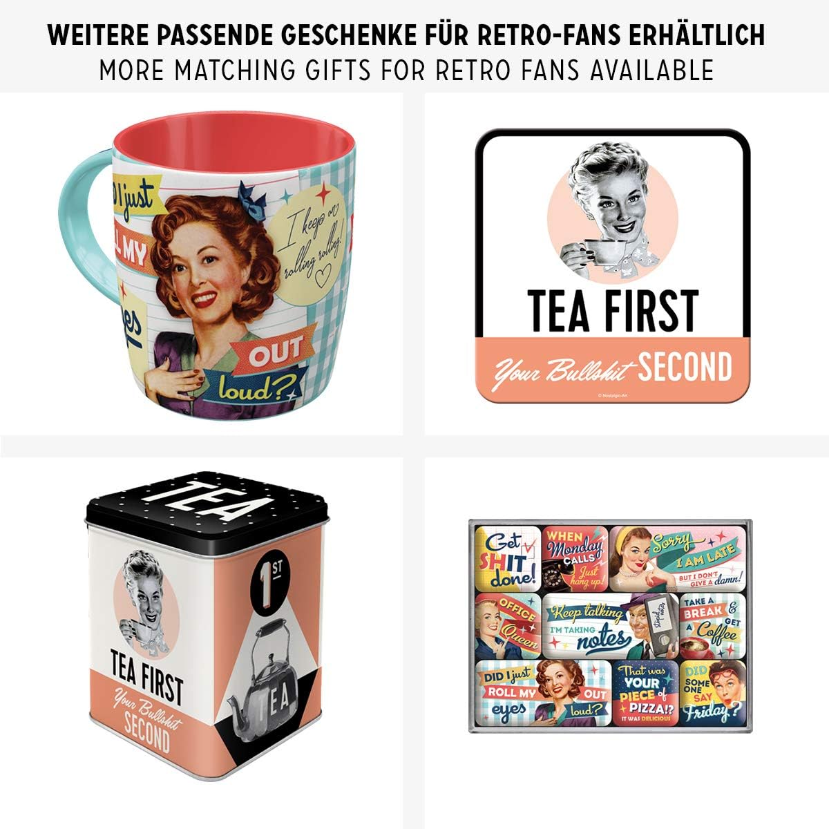 Nostalgic-Art 30146 Coffee First | Storage Jar | Storage Box | Coffee Tin/Metal L, 10 x 14 x 20 cm