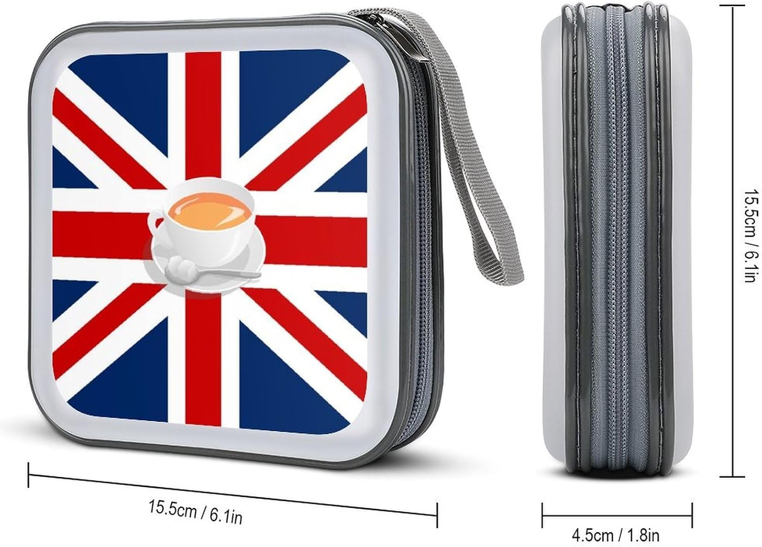 British Flag With Milk Tea 40 Capacity CD Organizer Case Portable Hard Plastic DVD Disc Cases Storage Holder Bag