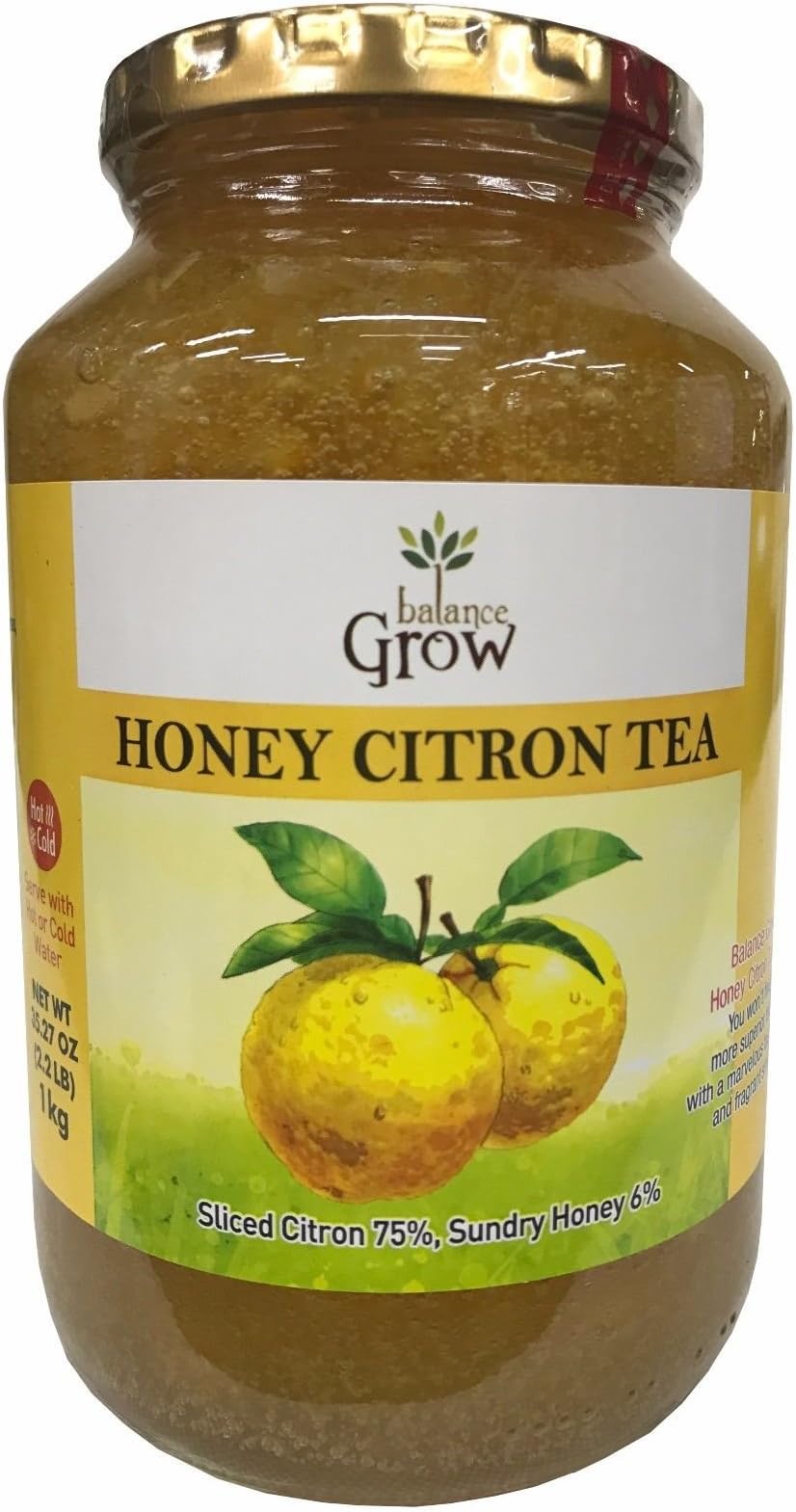 Balance Grow Honey Citron Tea with Sliced Citron & Sundry Honey 2.2 LB