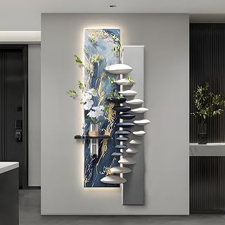 3D Sandstone Wall Decoration, Wall with Luminous Design, Led Decorative Hanging Painting, 3D Wall art Painting With Hydroponic Space for Entrance, Corridor, Living Room Type E 14.5×39.3in