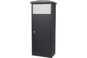 Steel Freestanding Floor Lockable Large Parcel Drop Box with Parcel Compartment, Black