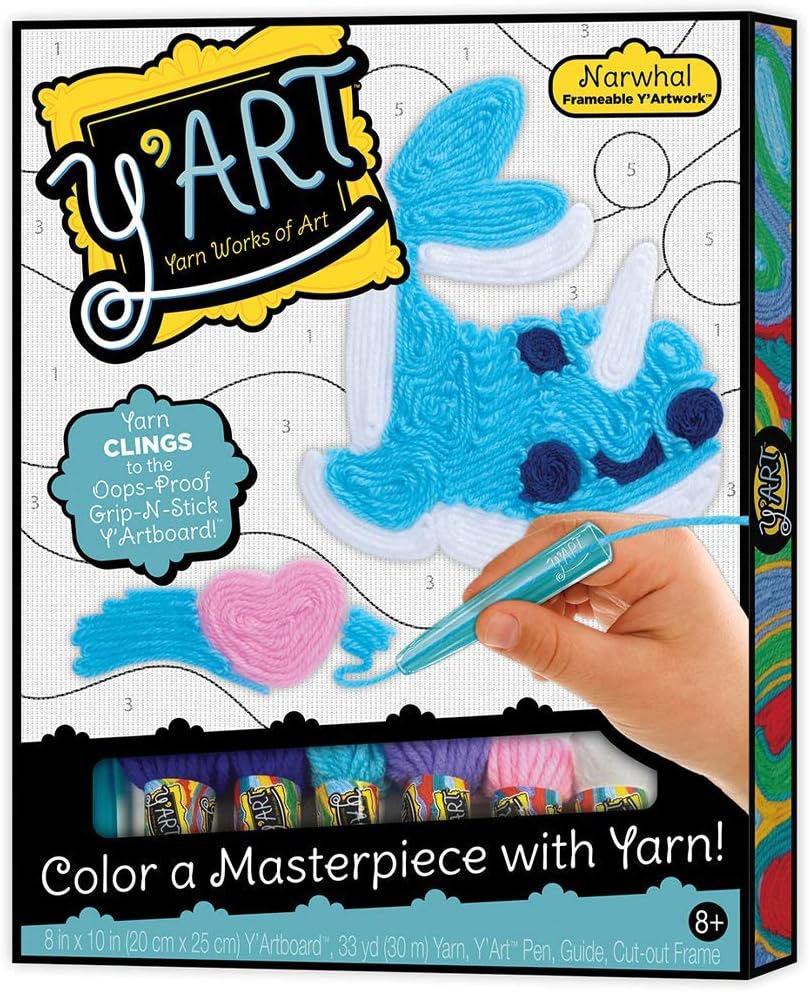 Y'Art Narwhal — Yarn Works of Art — Mess-Free Artistic Craft Activity — Ages 8+