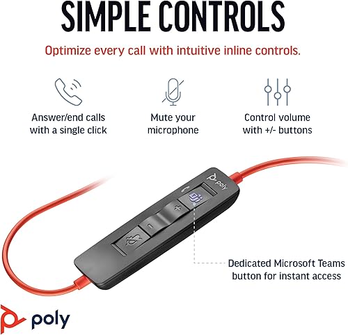 Miniatura 3 de Poly Blackwire 3320 Auriculares con cable (Plantronics)  Boom de micrófono flexible  Estéreo de alta fidelidad  Conéctate a PCMac a través de USB-C