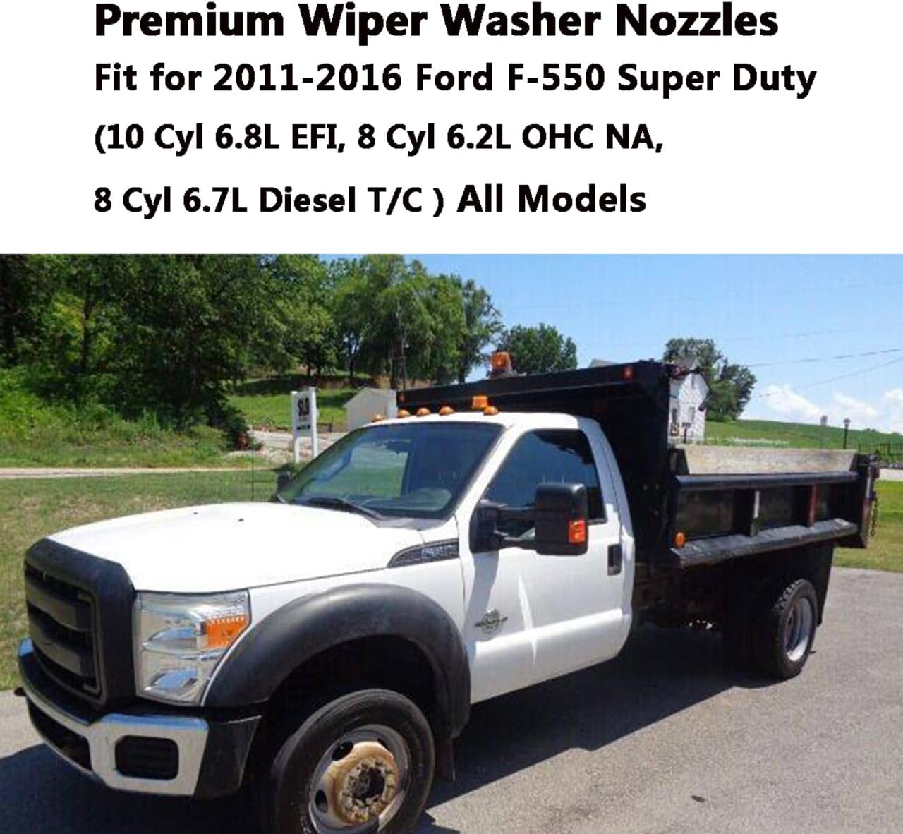 BC3Z-17603-A Premium Wiper Washer Nozzles Fit for Ford Super Duty F250-F550 2011 2012 2013 2014 2015 2016 | Windshield Washer Fluid Jet Nozzle | Easy to Install | 2 Pack, Ref BC3Z17603A Dual Spray