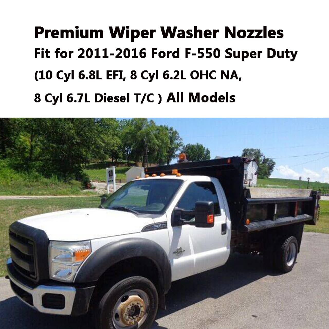 Washer Fluid 7C3Z-17K605-A Wiper Fluid Nozzle Hose Kit Fit For 2008 2009 2010 Ford Super Duty F-250 F-350 F-450 F-550 Windshield Washer Jet Nozzles(Two Fan Spray Hole) & Rubber Tube Kit–Replaces - Foto 7