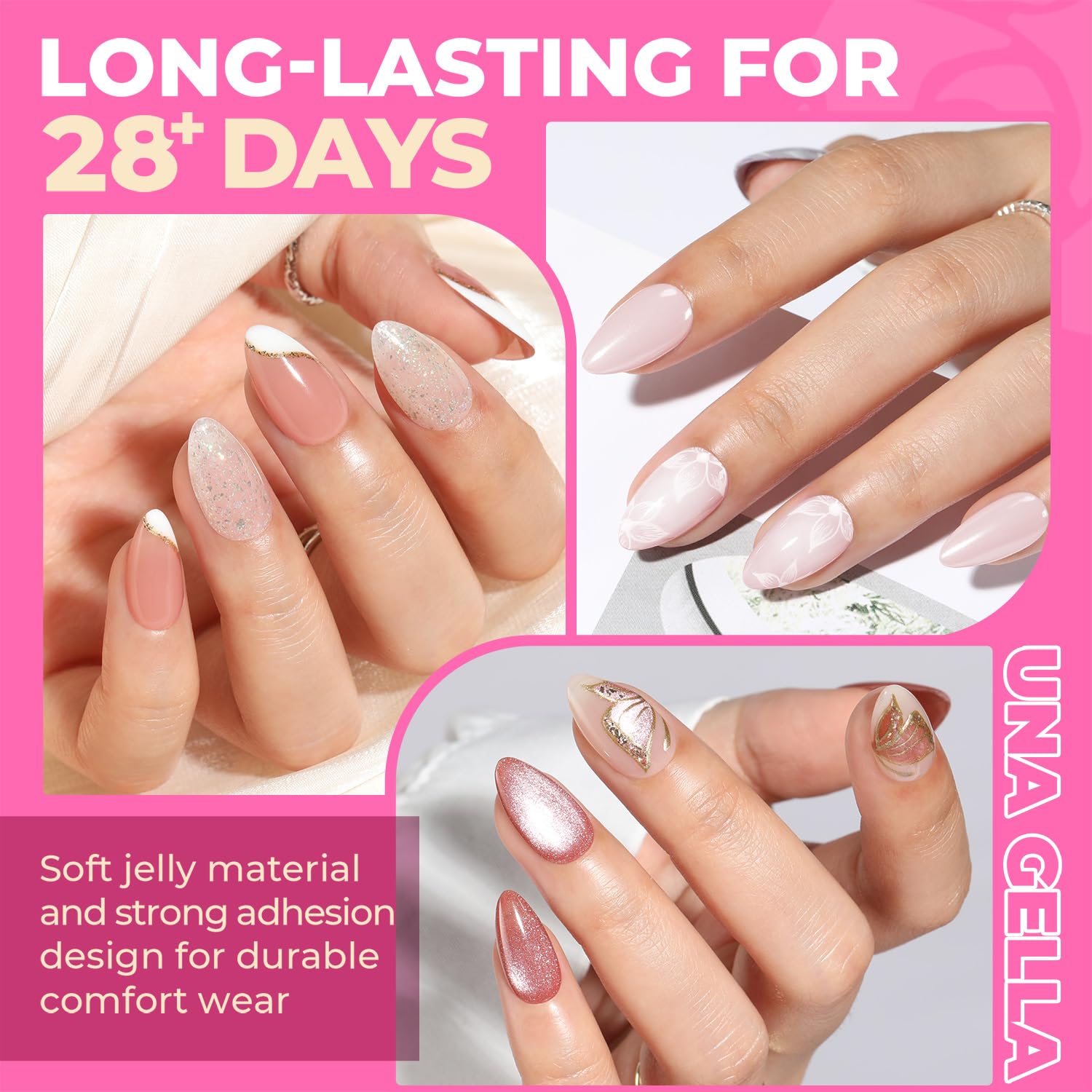 UNA GELLA Kurze Mandel Nail Tips, 504 Stück 12 Größen Nageltips für Gelnägel Soft Gel Tips Full Cover Nagelspitzen für Acrylnägel, Nagelkunst & DIY Nagelstudio zu Hause