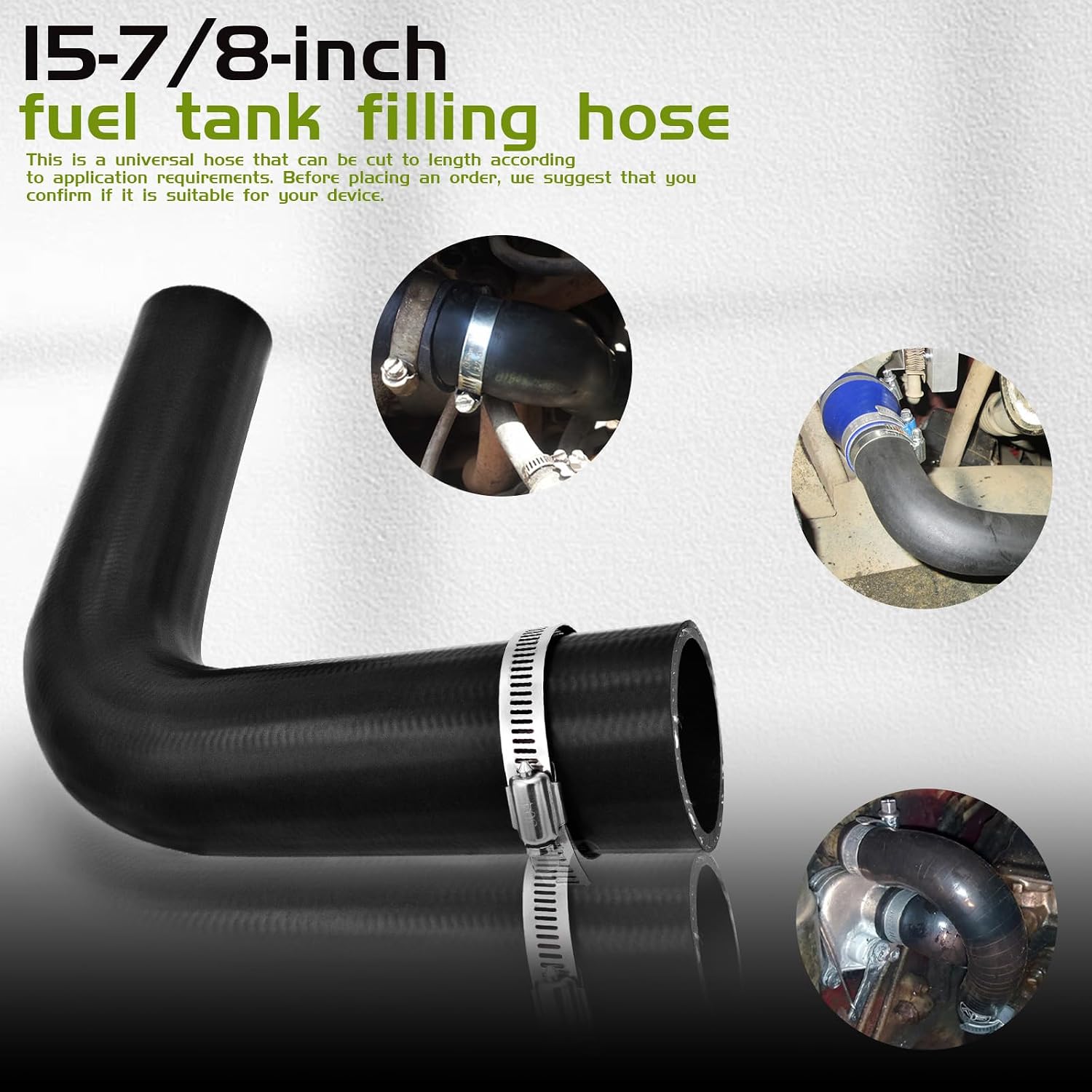 (2-Pack) 1 in Inside Fuel Filler Neck Hose 90 Degree with 8 Clamps - 15 7/8" Length Gas Tank Hose Replacement