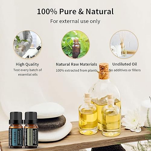 Vista 12 de GREENSLEEVES Juego de aceites esenciales de jazmín rosa, 2 aceites aromáticos puros a base de plantas para aromaterapia, aceites esenciales