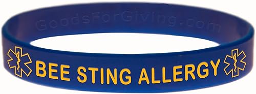 Miniatura 3 de Pulseras y paquetes combinados de pulseras de identificación alérgica de Bee Sting - 5 colores - 4 tamaños - negro, azul, verde, rojo y morado