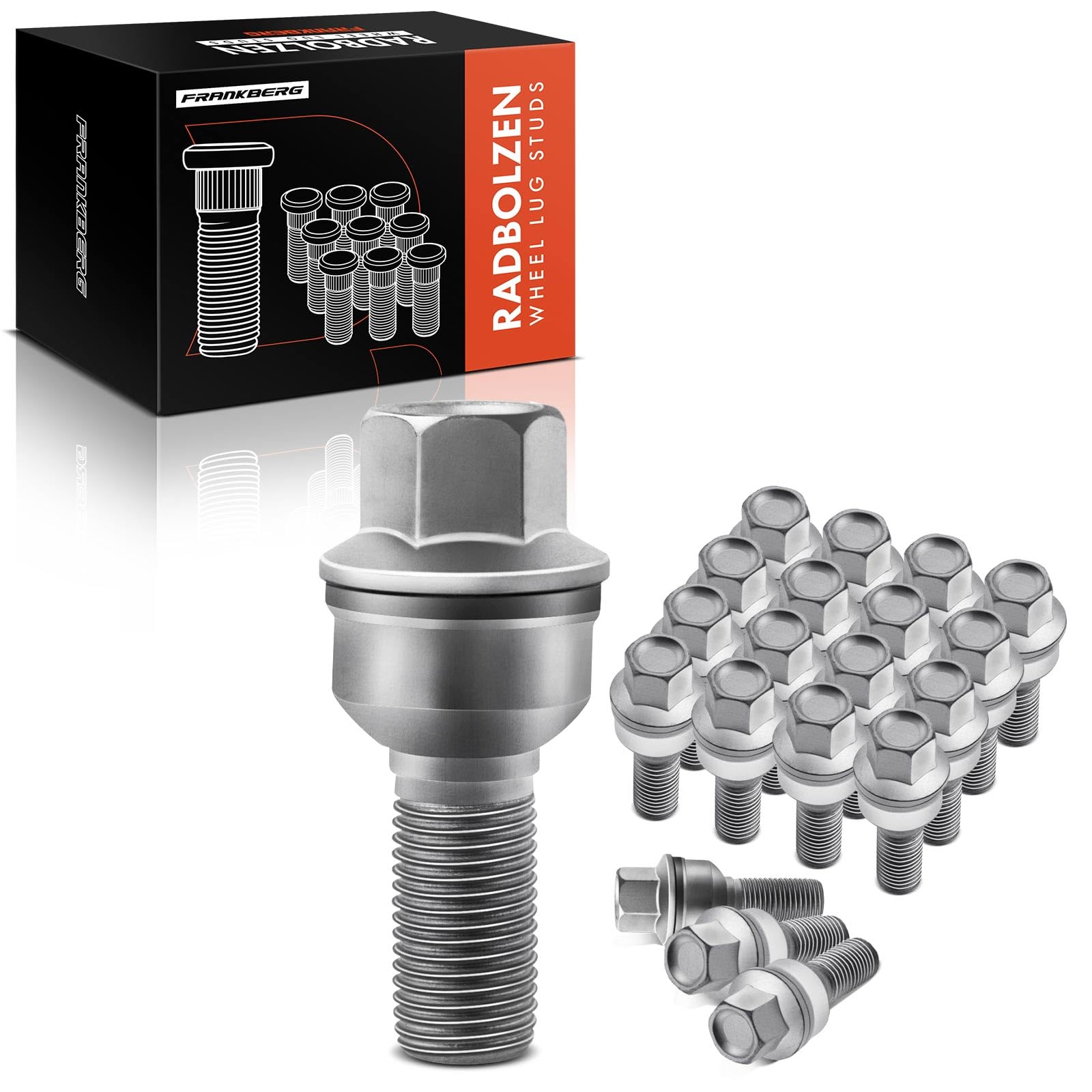 Frankberg 20x Radbolzen Radschraube 8R0601295 | Kompatibel mit Q7 4MB 4MG, A8 4H2 4H8 4HC 4HL, Q3 8UB 8UG, Q8 4MN 4MT, E-Tron GEN, Q3 F3B, Q5 8RB, Q7 4MB 4MG 4MQ