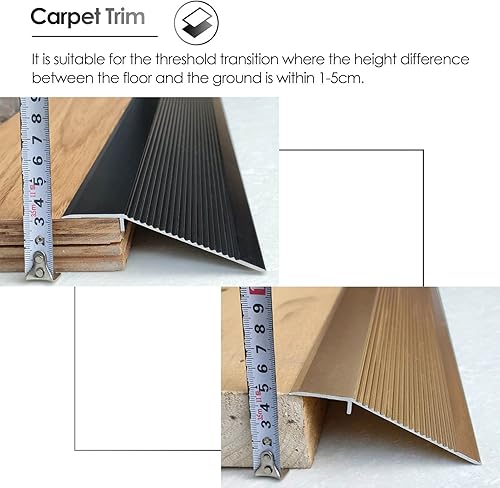 Miniatura 4 de Tira de transición de piso de puerta, rampa de entrada de puerta de 3.9 in de ancho para suelos de vinilo irregulares, reductor de umbrales de