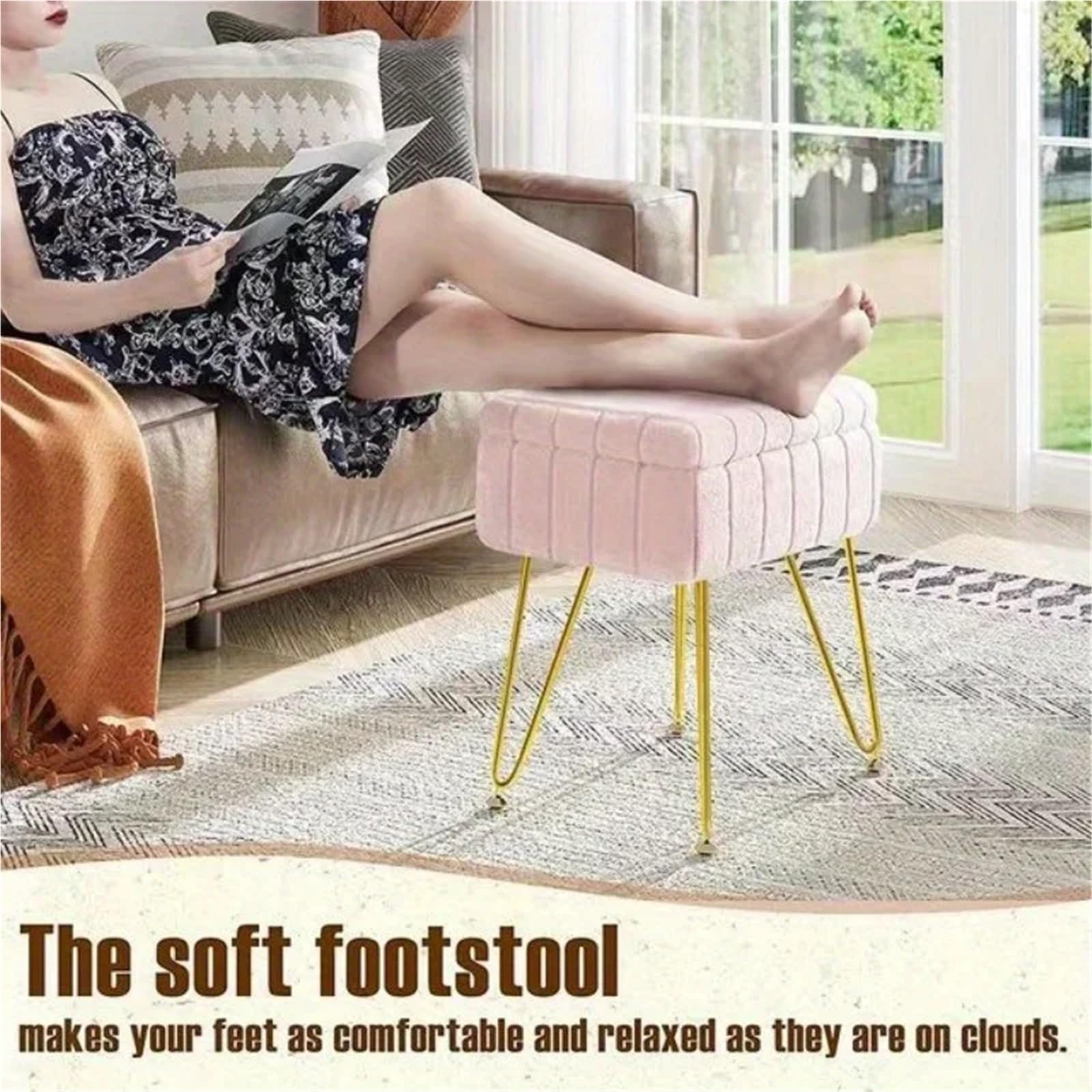 Pouf Poggiapiedi Sgabello da toeletta, sgabello trucco, contenitore, sedia, manicure