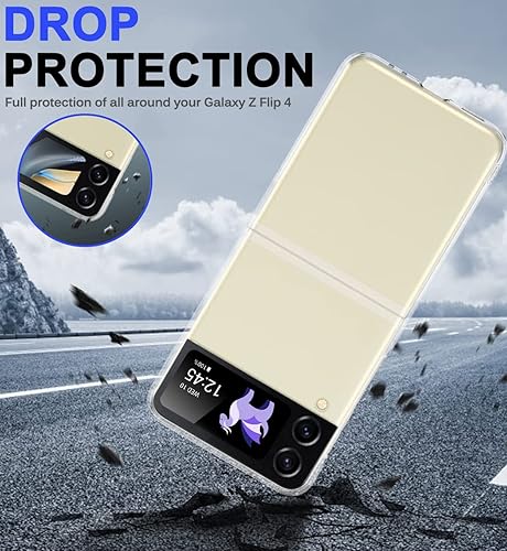 Miniatura 6 de Miimall Funda para Samsung Galaxy Z Flip 4, funda Z Flip 4 con protector de pantalla de lujo transparente chapado en PC antiarañazos, funda