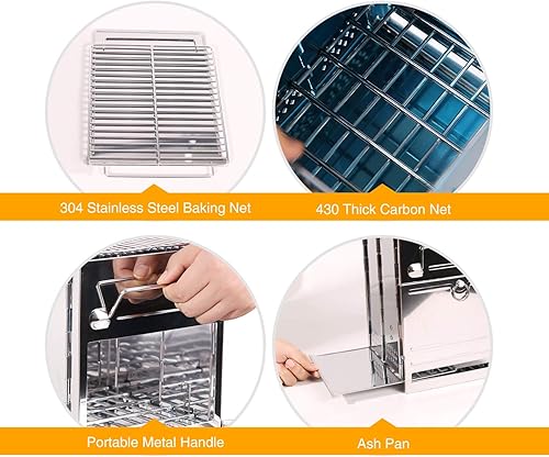 Miniatura 4 de Estufa de leña plegable portátil grande para cocinar al aire libre, resistente y ligera estufa de campamento de leña de acero inoxidable 304 con