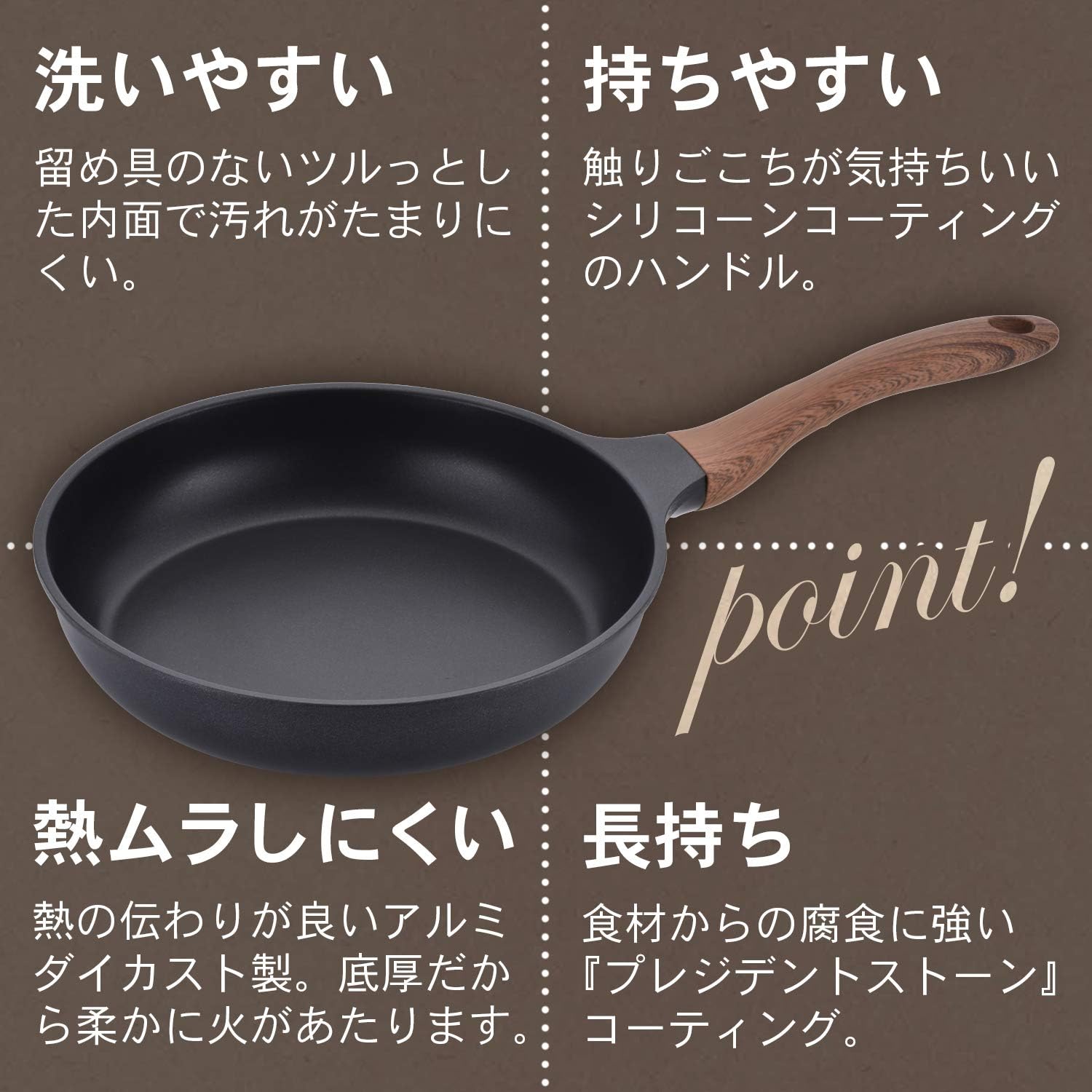 Amazon Co Jp 和平フレイズ フライパン 26cm Ih対応 ブラック 木目調ハンドル エヌトーン Mb 1252 ホーム キッチン