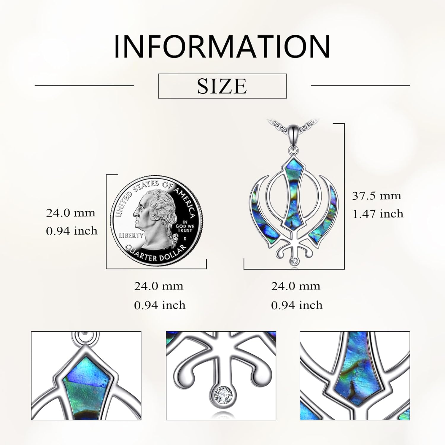 Sikhism Necklace 925 Sterling Silver Khanda Pendant Necklace Sikh Jewelry Gifts for Women