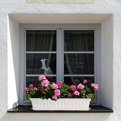 Miniatura 6 de HOXHA Macetero para ventana, macetas de plástico para verduras con bandeja, macetas rectangulares para interiores y exteriores para alféizar de
