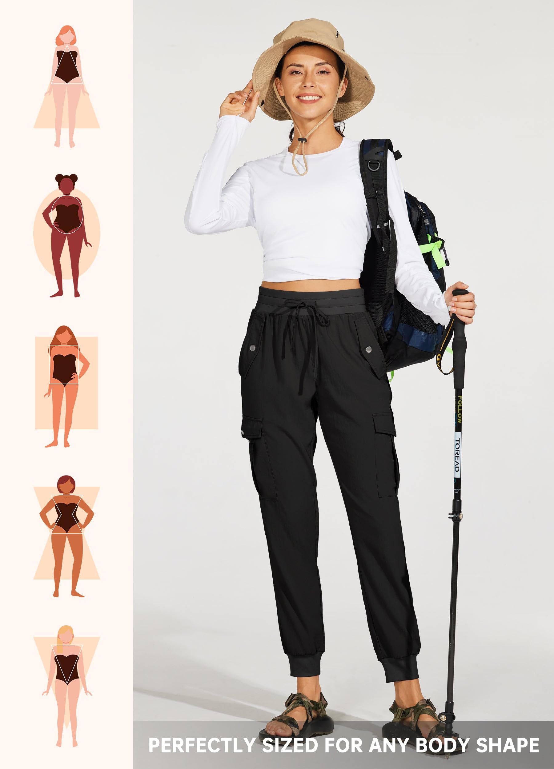 WILLIT Pantaloni cargo da jogging da donna, leggeri, ad asciugatura rapida, per attività all'aria aperta, per allenamento, viaggi, casual, impermeabili