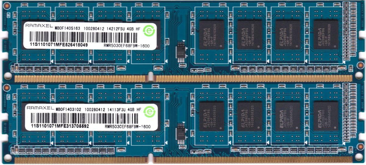 RMR5030ME68F9F-1600 PC3-12800U Desktop Memory 2x4GB (8GB Total)