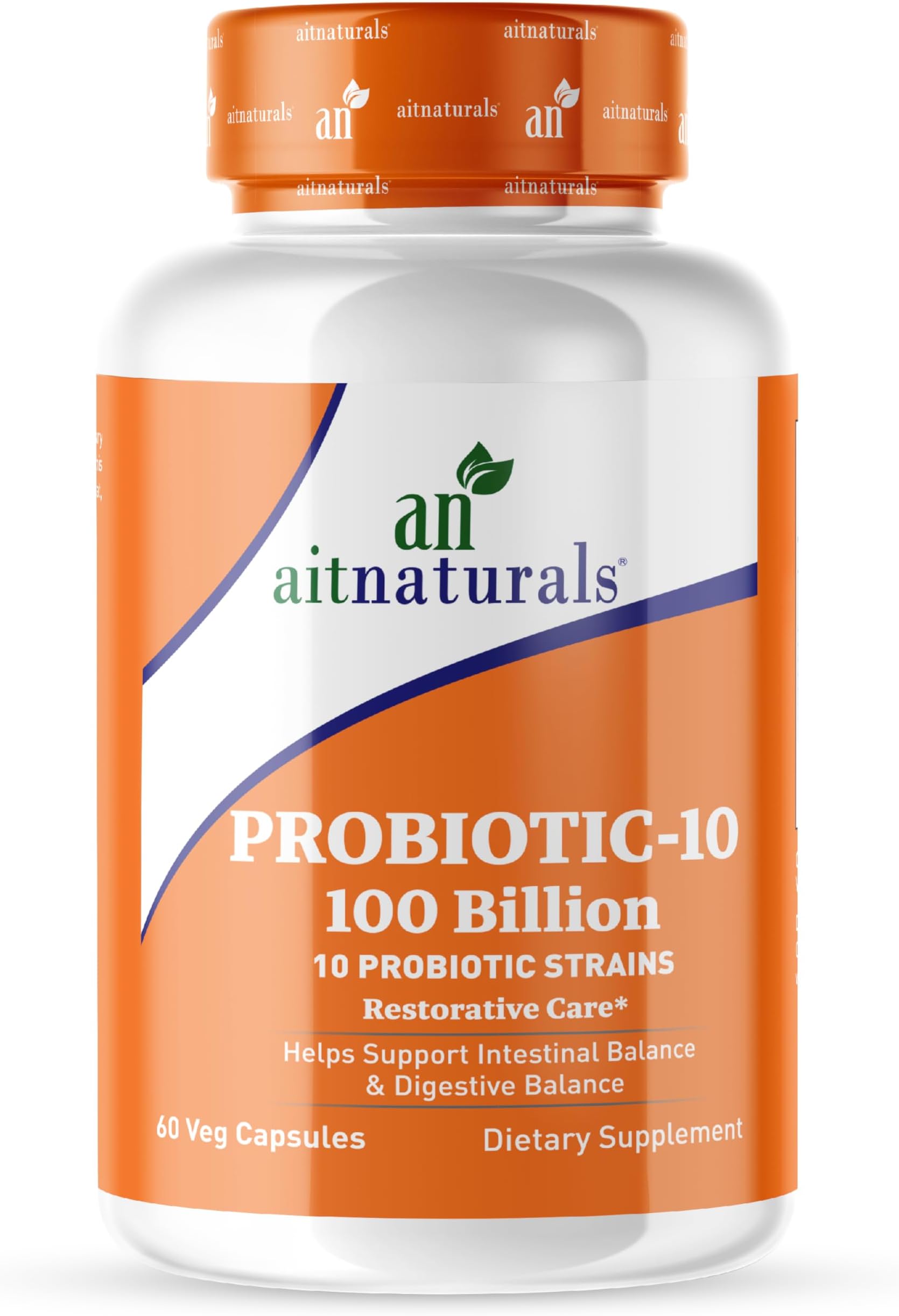 Aitnaturals Probiotic 10-100 Billion (60 veg Capsules) | Support Intestinal & Digestive Balance, Ideal Immune System, Bowel regularity function, Promotes Healthy Skin, Optimize mental Health | Non-GMO