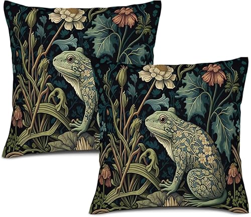 POMOTER Juego de 2 fundas de almohada de 20 x 20 pulgadas para decoración del hogar, cuadradas, flores verdes, fundas de cojín bohemias de algodón y