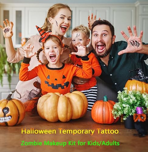 Miniatura 3 de YUERWOVER 89 hojas de cara, cuerpo, terror, realista, falsa, punto de herida, cicatrices, costra, impermeable, tatuajes temporales, calcomanías de