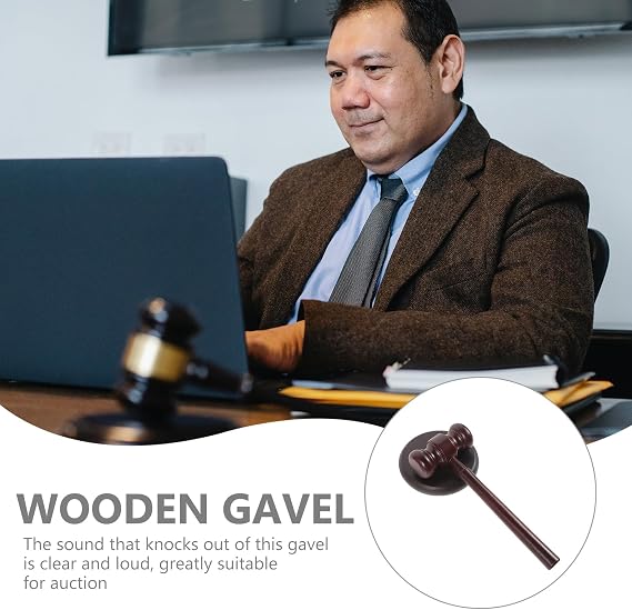 Judge Gavel and Block Set Mini Wooden Hammer with Base for Auction Lawyer Judge Courtroom Desk Accessory Office Gift 6.69 X 2.55 X 1.18 in