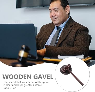 Judge Gavel and Block Set Mini Wooden Hammer with Base for Auction Lawyer Judge Courtroom Desk Accessory Office Gift 6.69 X 2.55 X 1.18 in