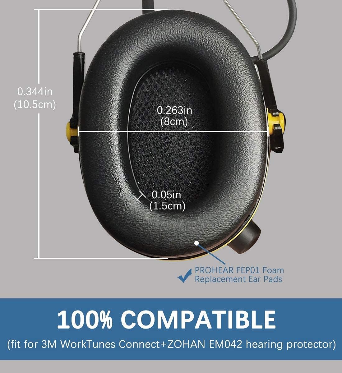 PROHEAR GEP01 Gel Ear Pads (Upgraded) for 3M PELTOR Headsets & 2-pair Replacement Foam Ear Pads for 3M WorkTunes Connect Hearing Protector
