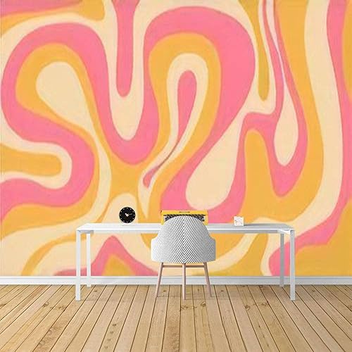 Miniatura 6 de Papel tapiz de espiral psicodélico Groovy psicodélico retro ondulado, diseño de Groovy, para despegar y pegar, removible, autoadhesivo, grande,