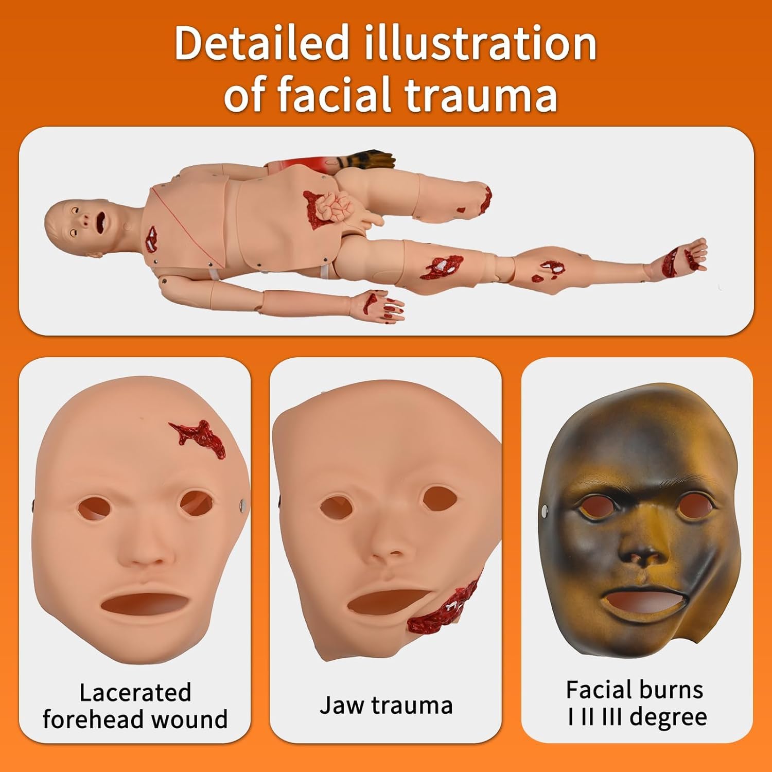 Manichino infermieristico per la formazione delle abilità di cura del paziente, modello multifunzionale con 4 moduli di cura del decubito e 8 moduli traumatologici avanzati per l'educazione medica