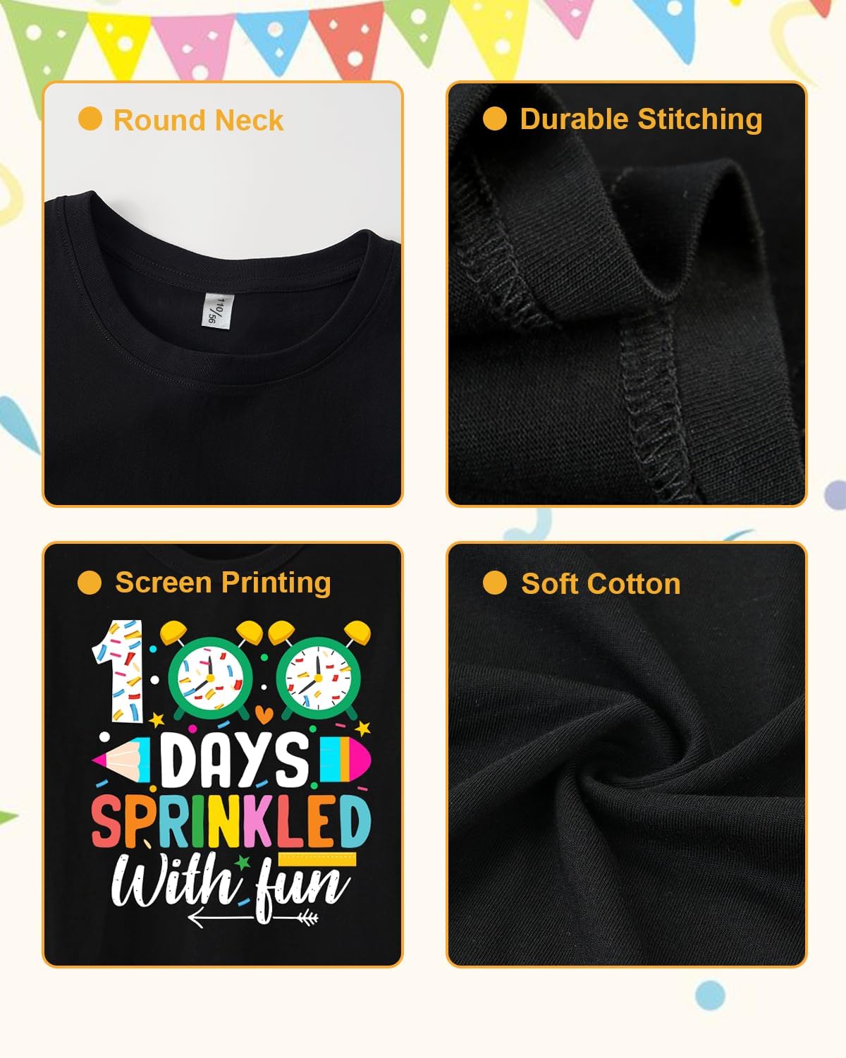 100 Days of School Shirt Kids Toddler Boys Girls Happy 100th Day of School Costume T-Shirt Short Sleeve Tops Tee 2-8Y - Image 5