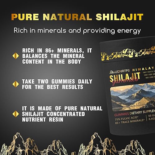 Miniatura 5 de Gomitas Shilajit del Himalaya de oro, gomitas Shilajit para hombres y mujeres, impulso de energía natural y apoyo inmunológico, más de 85 minerales