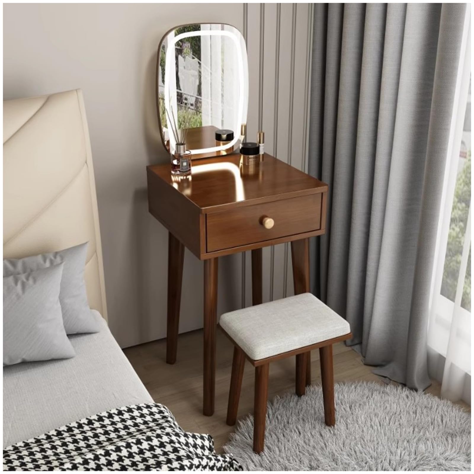 Mesa de tocador y taburete para niños ZTGL ideal para dormitorios pequeños