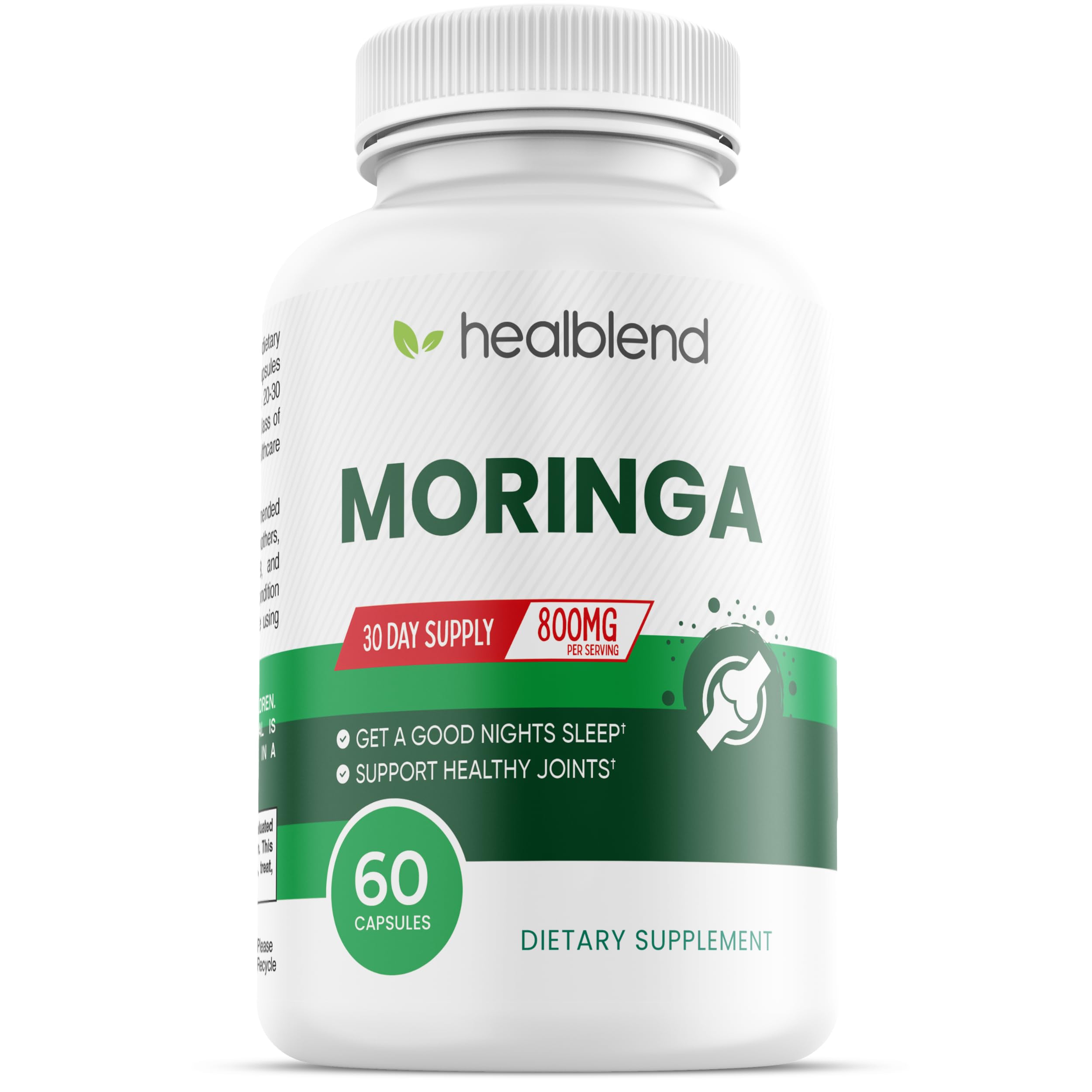 Moringa Oleifera Leaf Powder Capsules - Superfood Supplement, Energy and Mood Booster, Skin Health, Gut Health, Immune System Support - 1-Month Supply