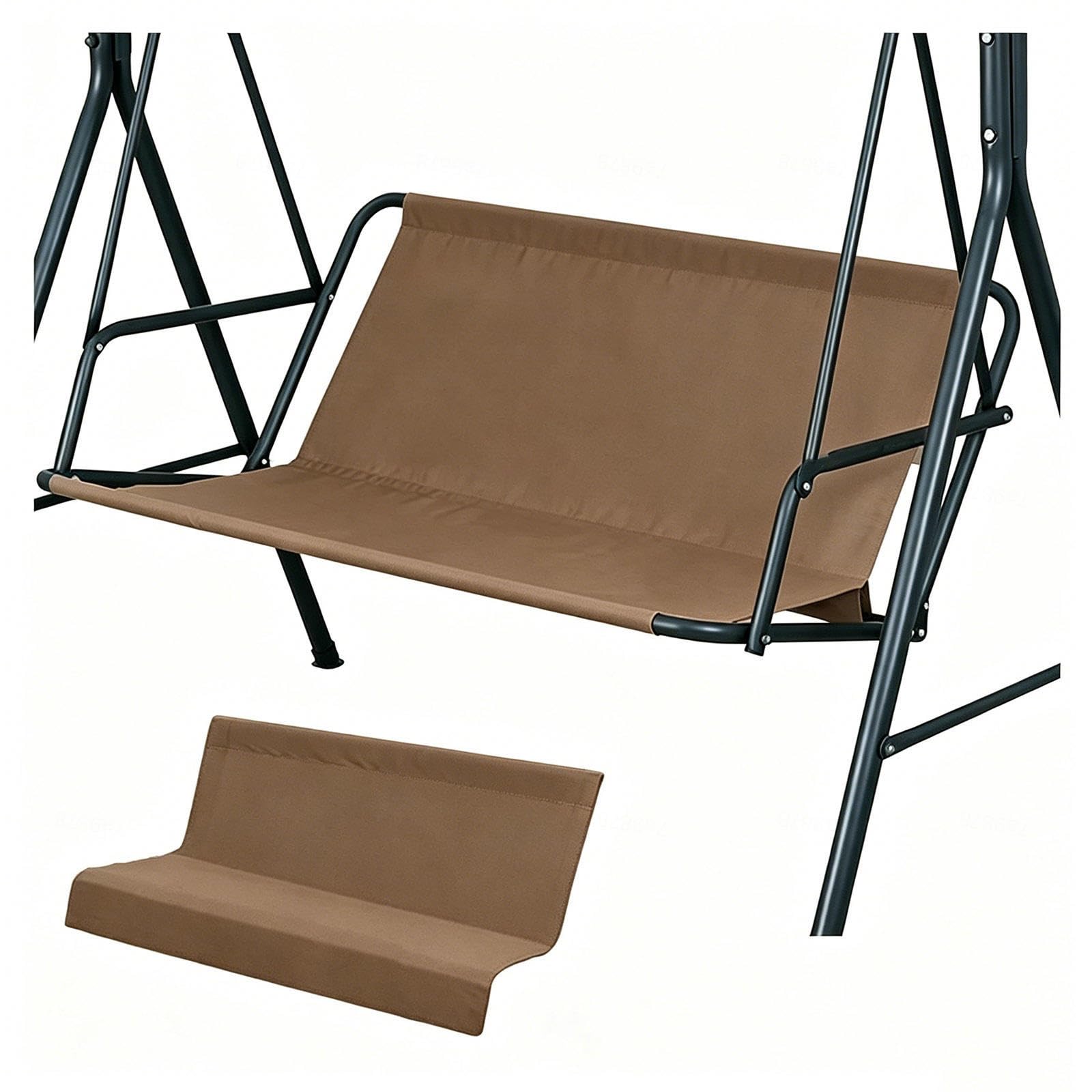 Fodera per Cuscino per Dondolo da Patio Tessuto Oxford 600D Copertura per Seduta di Dondolo Impermeabile per Veranda, Giardino, Cortile, Altalene,Coffee-127×48×52cm